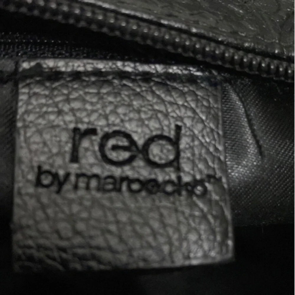 Red By Marc Ecko Shoulder Bag Double Strap Full Zip Close Embossed Black and Tan